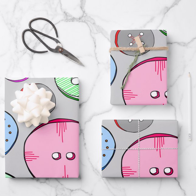 Colorful Buttons  Wrapping Paper Sheets (Front)