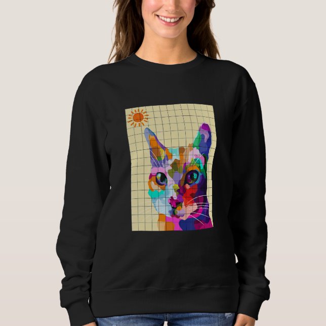 Colorful Ca Colorful Cat Pop Art Style Sweatshirt (Front)