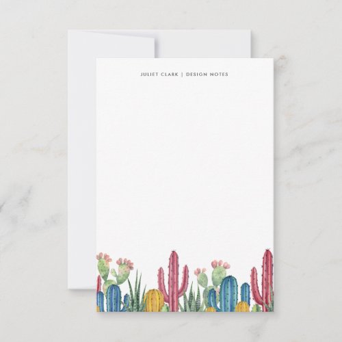 Colorful Cacti Bloom  Stationary Note Card