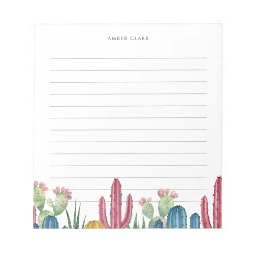 Colorful Cacti  Desert Theme Lined Notepad