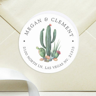 Colorful Cacti   Desert Theme   Return Address Classic Round Sticker