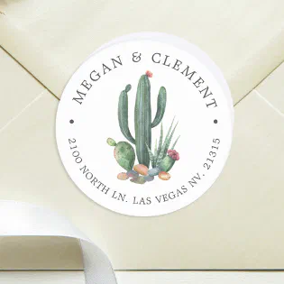 Colorful Cacti | Desert Theme | Return Address Classic Round Sticker Colorful Cacti | Desert Theme | Return Address Classic Round Sticker