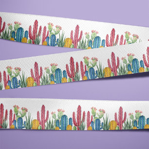 Colorful Cacti   Desert Theme Satin Ribbon