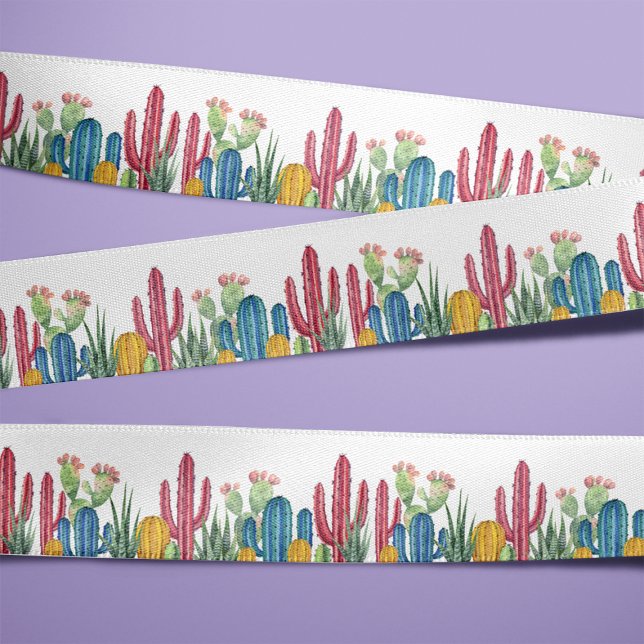 Colorful Cacti | Desert Theme Satin Ribbon (Creator Uploaded)
