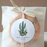 Colorful Cacti | Desert Theme | Wedding Classic Round Sticker<br><div class="desc">Create a unique set of custom name wedding stickers featuring a cactus bloom theme.  
All elements of this item are unlocked and customizable,  so have fun creating and making it your own.</div>
