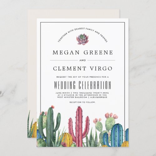 Colorful Cacti  Desert Theme Wedding Invitation