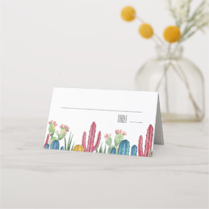 Colorful Cacti Floral Wedding Place Card