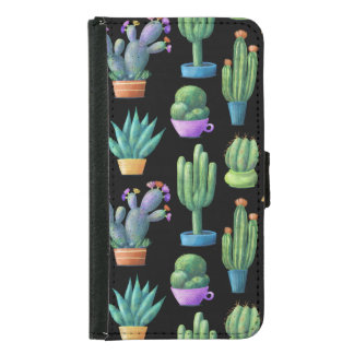 Colorful Cacti: Whimsical Seamless Design. Samsung Galaxy S5 Wallet Case