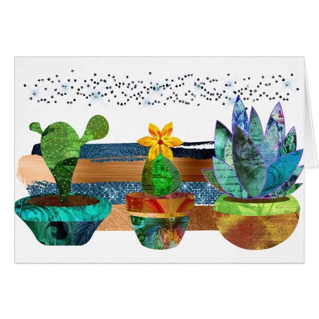Colorful Cactus and Succulents Cards (Front Horizontal)