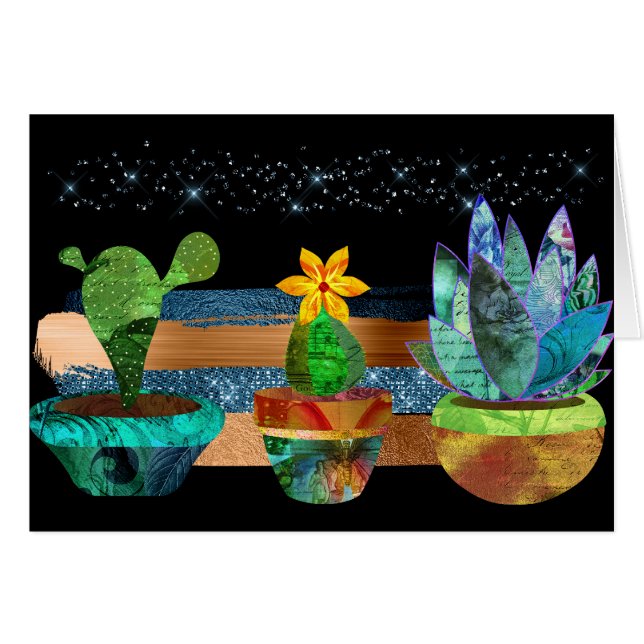 Colorful Cactus and Succulents Cards (Front Horizontal)