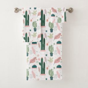 colorful Cactus Bath Towel Set