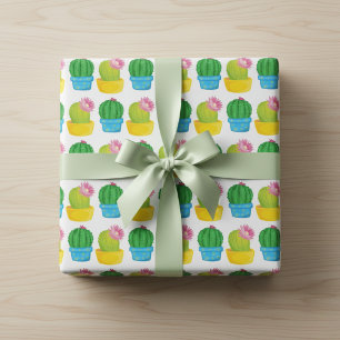 Colorful Cactus Blooms Wrapping Paper
