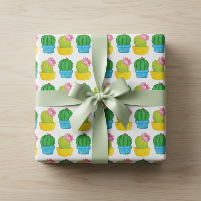Colorful Cactus Blooms Wrapping Paper (Cactus Gift Wrapping Paper)