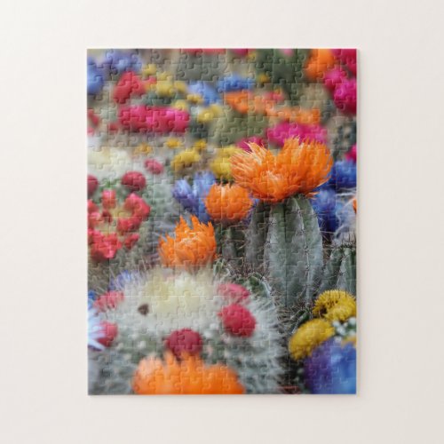 Colorful Cactus Cacti Suculents with flowers Jigsaw Puzzle
