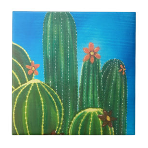 Colorful Cactus Ceramic Tile