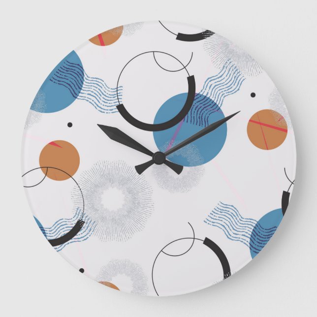 Colorful Cactus: Cute Seamless Pattern Large Clock (Front)