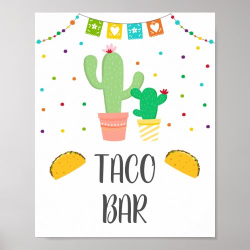 Colorful Cactus Fiesta Taco Bar Baby Shower Sign