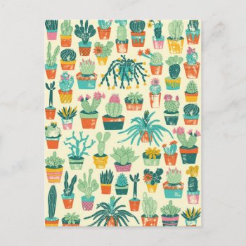 Colorful Cactus Flower Pattern Postcard by bestgiftideas at Zazzle