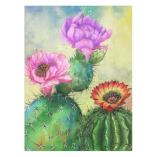 Colorful Cactus Flowers Tablecloth