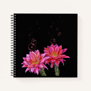 Colorful Cactus Flowers with Bubbles Poster Mug Notebook