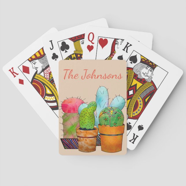 Colorful Cactus Garden Poker Cards (Back)