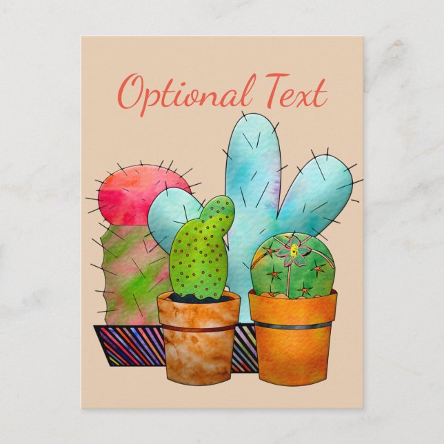Colorful Cactus Garden Postcard (Front)
