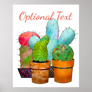 Colorful Cactus Garden Poster