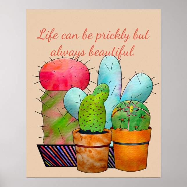 Colorful Cactus Garden Poster (Front)