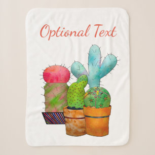 Colorful Cactus Garden Sherpa Blanket