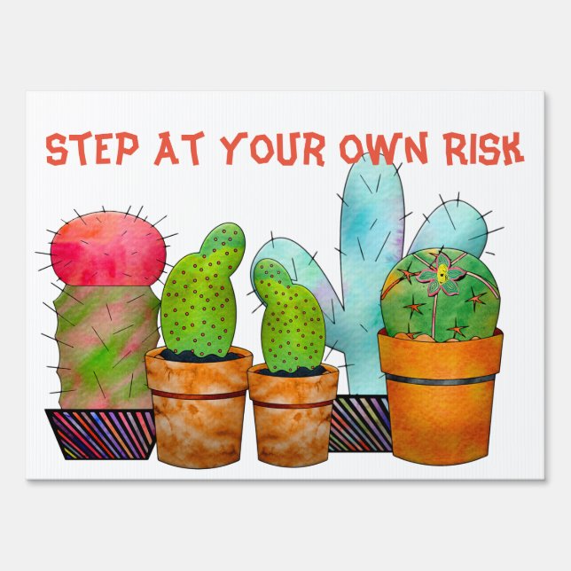 Colorful Cactus Garden Sign (Front)