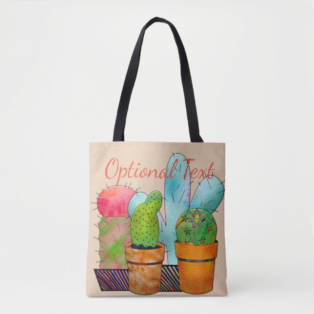 Colorful Cactus Garden Tote Bag (Front)