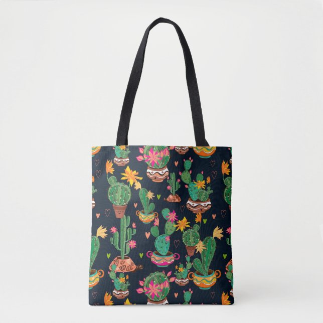 Colorful Cactus Garden Tote Bag (Front)