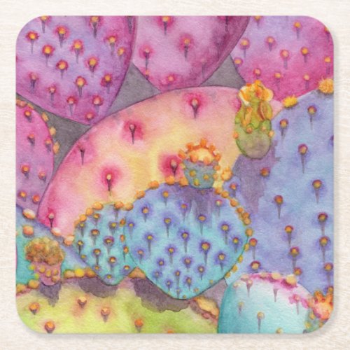 Colorful Cactus Gift Set of Coasters Watercolor