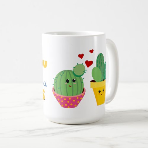 Colorful Cactus hugs fun romantic Valentine Coffee Mug