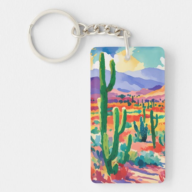 Colorful Cactus Keychain (Front)