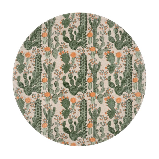 Colorful Cactus Pattern Cutting Board (Front)