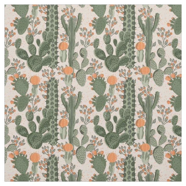Colorful Cactus Pattern Fabric (Swatch)
