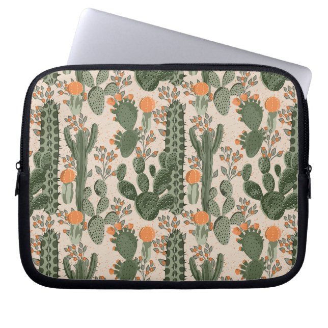 Colorful Cactus Pattern Laptop Sleeve (Front)