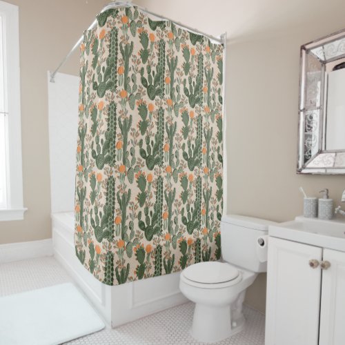 Colorful Cactus Pattern Shower Curtain