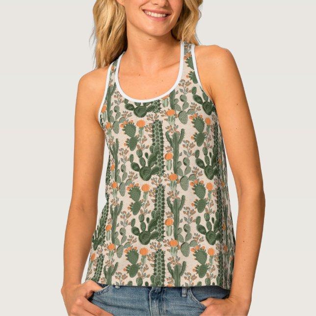Colorful Cactus Pattern Tank Top (Front)
