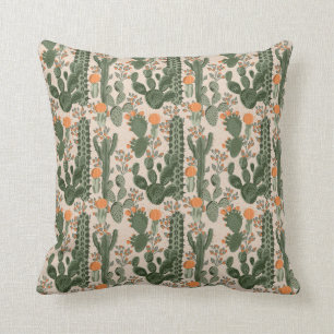 Colorful Cactus Pattern Throw Pillow