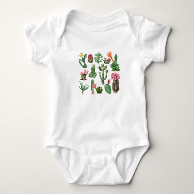 Colorful Cactus & Succulents Flowers  Baby Bodysuit (Front)