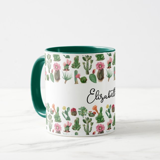 Colorful Cactus & Succulents Flowers  Mug (Front Left)