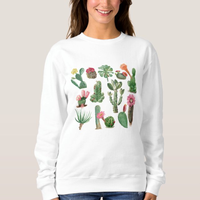 Colorful Cactus & Succulents Flowers  Sweatshirt (Front)