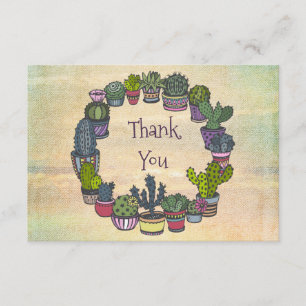 Colorful Cactus Thank You Card