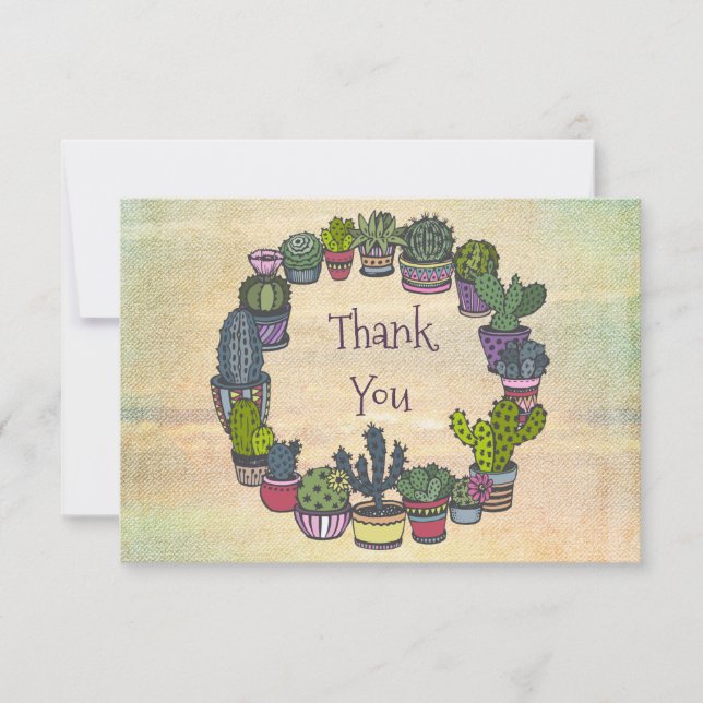 Colorful Cactus Thank You Card (Front)