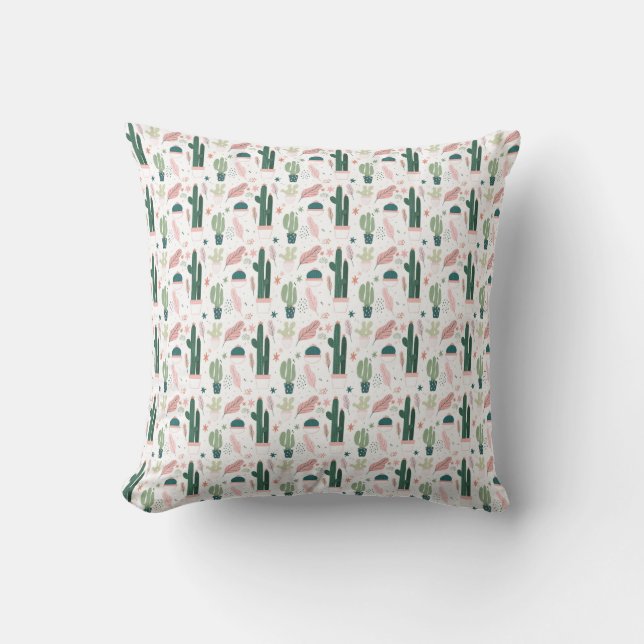 colorful Cactus  Throw Pillow (Front)