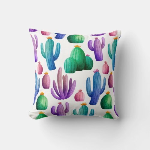 colorful Cactus  Throw Pillow