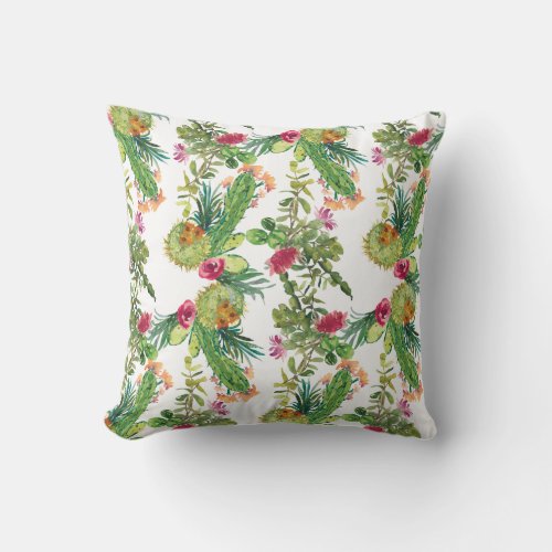 Colorful Cactus Throw Pillow