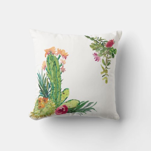 Colorful Cactus Throw Pillow